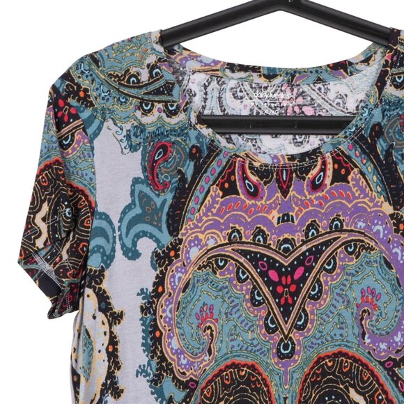 Daisy Fuentes Paisley Shirt XL Womens Short Sleeve Multicolor My Favorite T - Picture 2 of 6